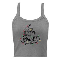 Merry and Bright Christmas Tree Womens Micro-Rib Tank top, Xmas Lights ... - $26.24+