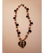 Modern Fashion Acrylic Purple Gold Heart Pendant Necklace 16&quot;  - £3.92 GBP