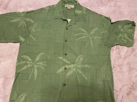 Tommy Bahama 100% Silk Hawaiian Palm Frond Shirt Men’s Medium Floral Green - £22.05 GBP