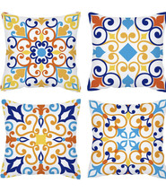 Arspjes Outdoor Pillow Covers 18x18 Decorative Boho - Set Of 4 - Indoor/Outdoor - £12.01 GBP