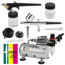 OPHIR 0.3mm 0.8mm Dual Action Airbrush Kit with PRO Air Compressor for Cake Deco - £71.90 GBP+