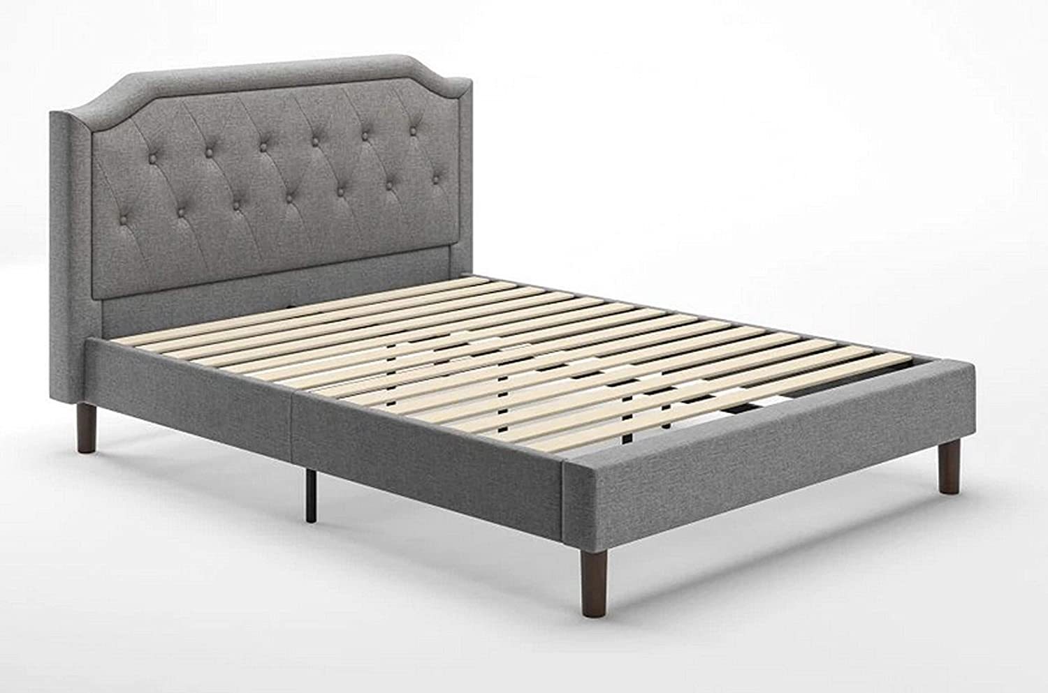 Zinus Kellen Upholstered Scalloped Platform Bed Frame / Mattress, King - $367.99