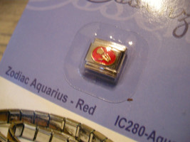 Essenza Italian Charm - ZODIAC- Links Together Makes A Bracelet - RED- Aquarius - £1.16 GBP