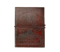 HG-LTHR Personalize A5 Tree of life Leather Blank Book grimoire leather ... - £31.46 GBP