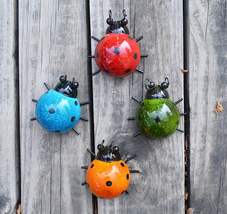 Metal Garden Wall Art Decorative Set of 4 Cute Ladybugs Outdoor Wall Scu... - £11.99 GBP