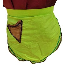 Half Apron Vintage Handmade Green Brown Utilitarian Boho Hippie Pockets 70&#39;s - £11.03 GBP
