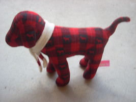 victorias secret stuffed animal dog red plaid with a nice warm knit scarf nwt - £13.70 GBP