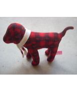 victorias secret stuffed animal dog red plaid with a nice warm knit scar... - $23.32 CAD