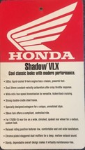 HANGING TAG 1997 HONDA SHADOW VLX OEM DEALER SALES  HANGING TAG - £15.56 GBP