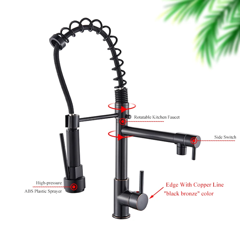 House Home Black Spring Kitchen Faucet Pull out Side Sprayer A Spout Tap Deck Mo - £40.87 GBP