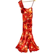 Jump Apparel One Shoulder Mermaid Gown Prom Red Orange Floral Size 13/14... - £25.72 GBP