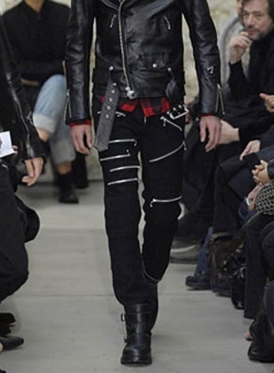 Leather Zipper Jeans Leather Lining Black Colour Mono ectric, Men Wasit Belted