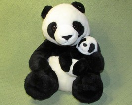 14" People Pals Panda Bear With Baby Cub Plush Stuffed Animal Toy Black White - $13.50