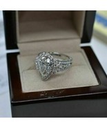 2,50 Karat Diamant-Halo-Verlobungsring mit Birnenschliff, 14 Karat... - £79.12 GBP
