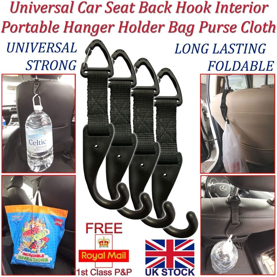 4x Car Seat Headrest Back Hanger Organizer Clothes Hook Bag Purse Coat H... - $6.60