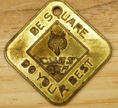 Vintage BSA Boy Scout Cub Scout Be Square Do Your Best Keychain Brass Fob - $9.89