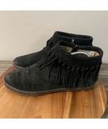 Ugg Shenendoah Womens Size 9.5 Ankle Boots Black Fringe Suede Moccasins ... - £30.95 GBP