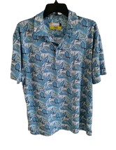 Nicklaus Golf Polo Shirt Eco Choice L Blue Tropical Bird Print Short Sleeve - $19.79