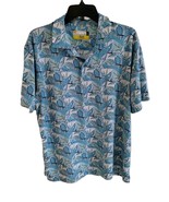 Nicklaus Golf Polo Shirt Eco Choice L Blue Tropical Bird Print Short Sleeve - $27.06 CAD