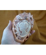 (C-1443-B) hand etched Woman with hair up CAMEO on full Helmet Shell - $77.69