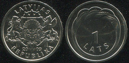 Latvia. 1 Lats. 2009 (Coin KM#101. Unc) Namejs ring - £6.39 GBP