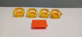 Vintage Fisher Price Little People 4 Yellow Chairs &amp; Orange Coffee Table - $5.94