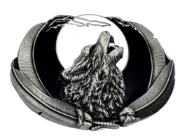 Fibbia per cintura Howling Wolf Moon Feathers Fenrir per cintura da 40 m... - $26.01