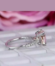 2 Ct Trillion Peach Morganite Solitaire Engagement Ring 14K White Gold Plated - £60.11 GBP