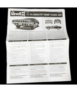 1971 Plymouth Hemi Cuda 426 Model Car Instructions Revell 71&#39; for Kit 29... - $27.08 CAD