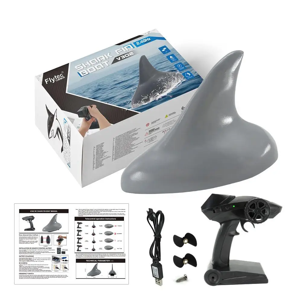 Rc Boat Prank Toy Simulated Shark Fin Electric Racing Boat Remote Control Spoof - £48.12 GBP