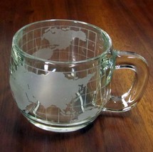Nestle World Map Globe Clear Glass Coffee Mug Tea Cup Etched Vintage Per... - £23.59 GBP