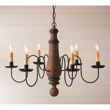 Large Norfolk Wood Chandelier in Hartford Pumpkin - 6 Light - $549.50