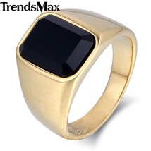 Trendsmax Engagement Band Ring for Men 316L Stainless Steel Ring Black Zirconia  - £8.63 GBP