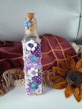 Purple Fabric Covered Square Glass Keepsake Jar Mixed Media Gifts Friend... - $7.95