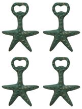 Rustic Verdigris Green Cast Iron Nautical Sea Star Starfish Bottle Opene... - $23.99