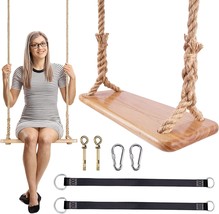 Premkid Hanging Wooden Swing, Swing Seat 24&quot;x 8&quot;x 1.2&quot;, Tree Swing with 500lbs - £56.73 GBP