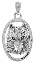 Jewelry Trends Sterling Silver Wolf Face 3D Portrait Pendant - £30.81 GBP