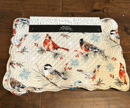 Nicole Miller Set of 4 Quilted Placemats New Christmas Red Cardinal Songbird - £23.96 GBP