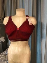 Nwt Lane Bryant Cacque Unlined No Wire Full Coverage Bra Wine 44DDD Swiss Dot - £31.06 GBP