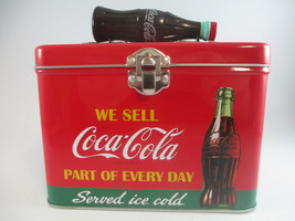 Coca-Cola Train Case Plastic Bottle Handle Latching Close Tin Served Ice... - $8.42