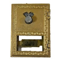 Antique Brass P O Post Office Box Door Hinged Frame #224 Turn Combinatio... - $46.74