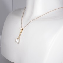 14K Gold Cultured 10 mm  Pearl Solitaire Pendant With Diamond Accent Fine Estate - £310.03 GBP