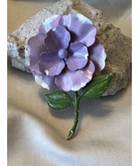 Vintage Purple Rose Metal &amp; Enamel Painted Pin/  Brooch EUC - $33.94 CAD