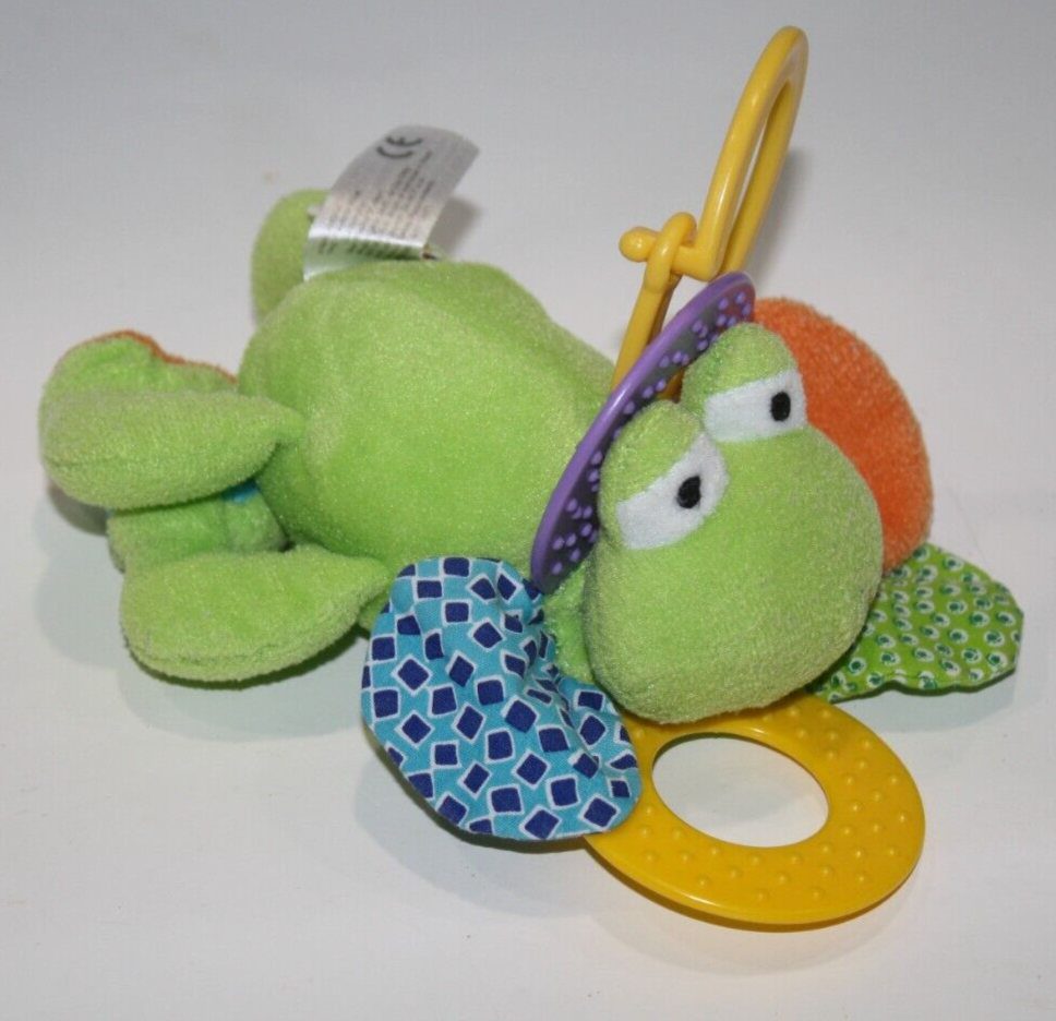 Infantino Frog Plush Soft Baby Toy 6&quot; Teether Rattle Crinkle Mirror 2009... - $8.80