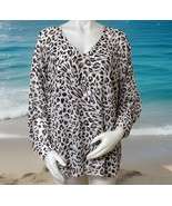 CAbi Leopard Print Long Sleeve Top Womens Sz L Lagenlook Flowy Blouse 5337 - $352.71 MXN