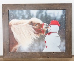 Pony kisses Snowman Print in Frame - Can&#39;t Resist a Kiss - $48.00