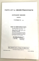 Vintage 1990 Paper Repair Parts List For Sears Kenmore Automatic Washer - €2,18 EUR