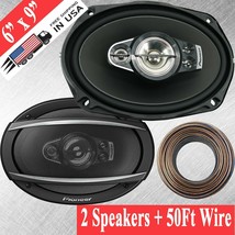 NEW 2x Pioneer 6"x9" 700 Watts 5-Way Coaxial Speakers + 18 Gauge 50 Feets Wire - £135.57 GBP