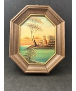 Vintage Framed And Signed Miniature Oil On Canvas Painting Sea View - $74.65
