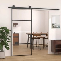 vidaXL Sliding Aluminum Glass Door, Black, 35.4"x80.7", Modern Minimalist - €269,09 EUR